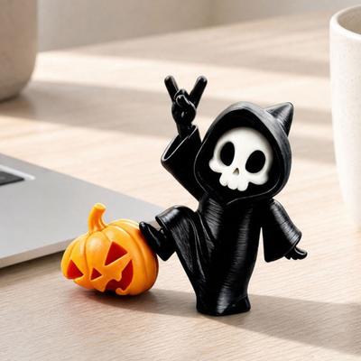 Halloween Ornament, Ghost Pumpkin Matte Texture Figure, 3D Printed Halloween Decoration for Desktop Bedroom Car Display