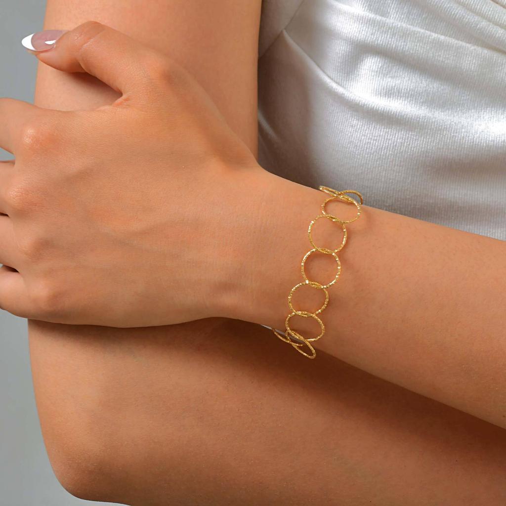 Vnox Trendy Stainless Steel Round Link Bracelet For Women Charm Small Loop By Loop Bracelet Luxury Jewelry Party Banquet Gift