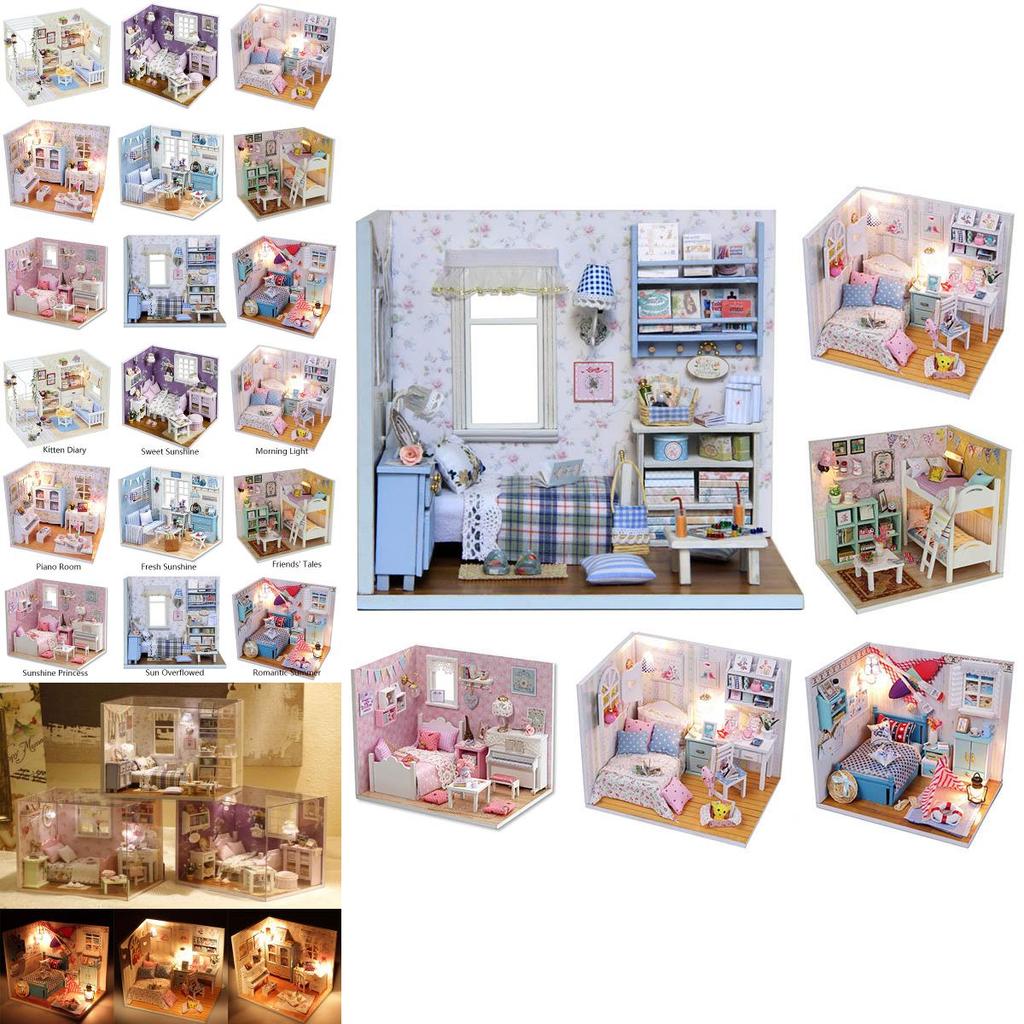 Exquisite 3d Miniature Dollhouse Furniture Kit With Led Light For Imaginative Kids