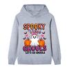 Warm Children Hooded Pullover, Lovely Ghost Pumpkin And Colorful Halloween Text Graphic, Autumn Winter Long Sleeve Sweatshirt For Kids Casual Outfit