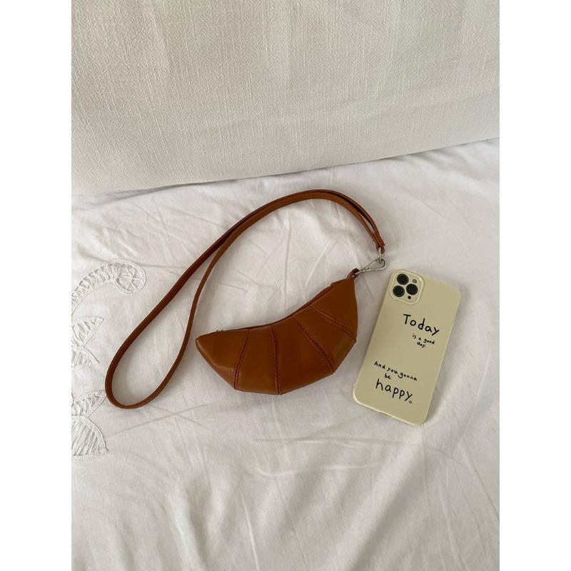 Coin Wallet Cute Croissant Design Niche Mini Concave Crossbody Lipstick Earphones Small Bag
