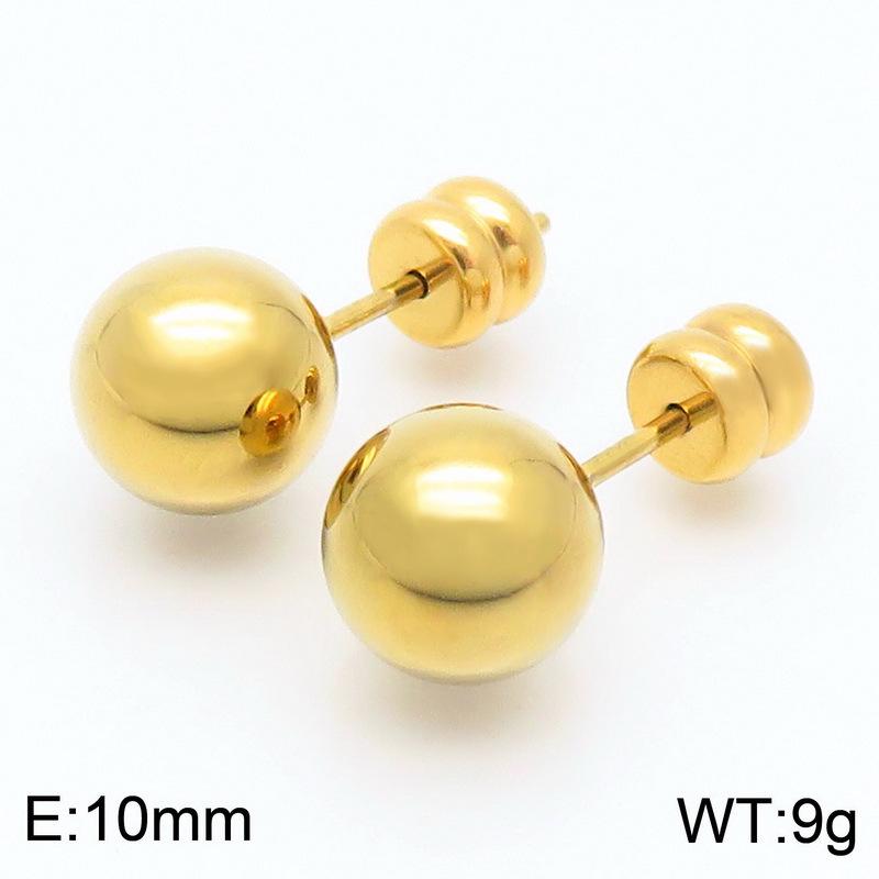 European & American Titanium Steel Round Bead Women's Stud Earrings - Simple Street Style Accessories