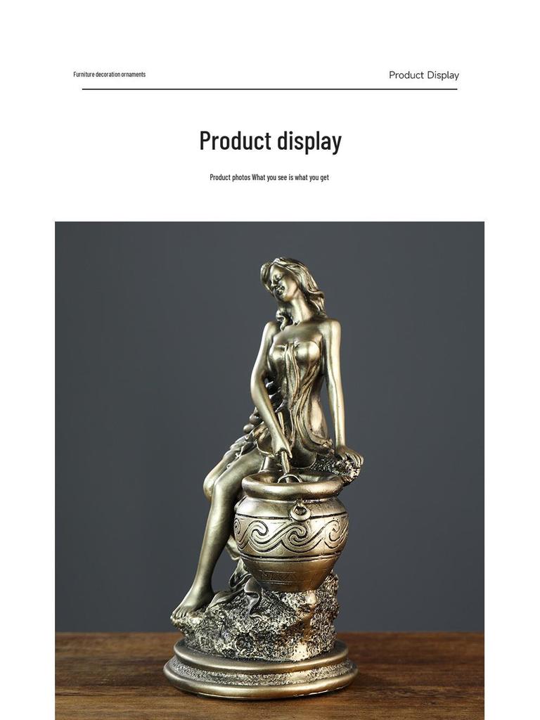 Goddess Resin Craft: European Retro Desktop Decoration, Copper Imitation Ornament