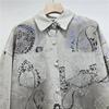 2026 Spring Rhinestone Jacquard Denim Long Sleeve Shirt Jacket - Women's Loose-Fit Mid-Length Top