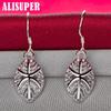 925 Sterling Silber Blätter Tropfen Ohrringe Schmuck