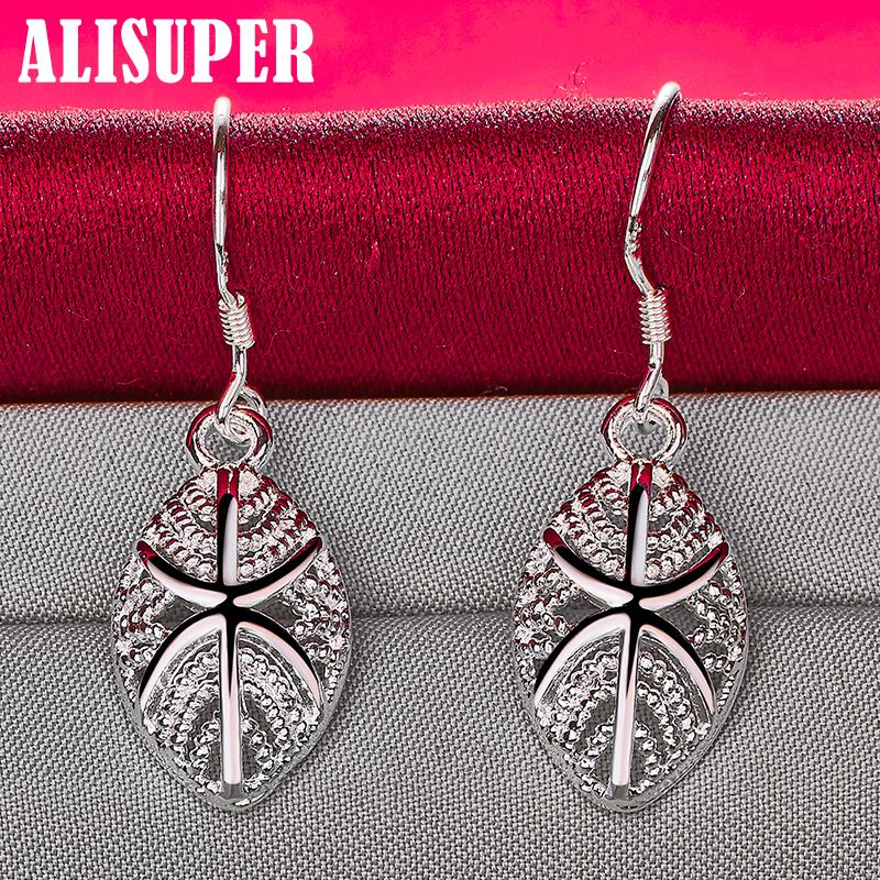 925 Sterling Silber Blätter Tropfen Ohrringe Schmuck