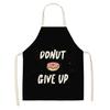 Cake Letters Women's  Kitchen Cotton Linen Apron Black Bib Household CleaningCooking