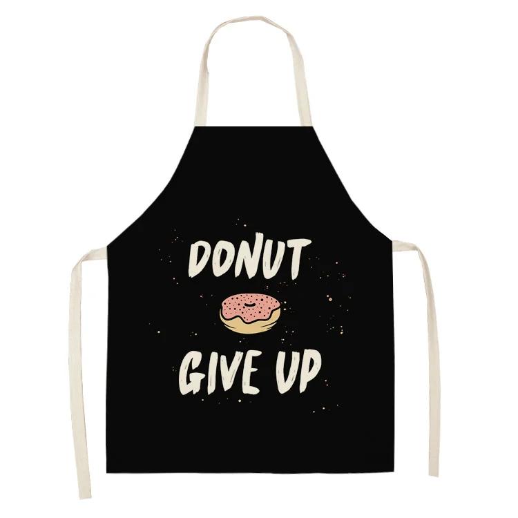 Cake Letters Women's  Kitchen Cotton Linen Apron Black Bib Household CleaningCooking