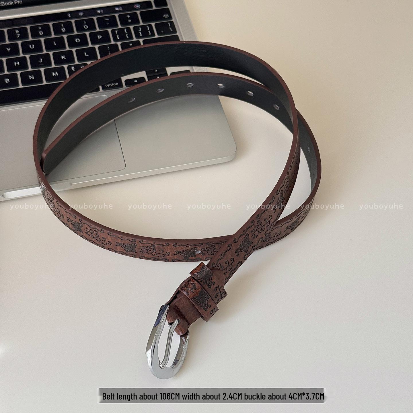 

Коричневий ретро-панк широкий пояс на талію з пряжкою-заклепкою - Жіночий висококласний аксесуар до сукні