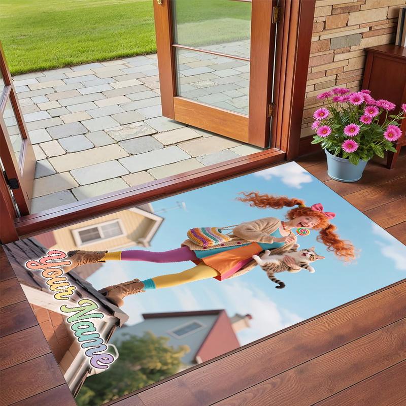 Crystal Velvet Rug Custom Name Text, Soft Non Slip Floor Mat Home DecorPippi Longstocking