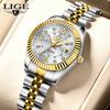 LIGE Luxury Watches For Women Elegant Women's Diamond Bracelet Watch Simple Round Waterproof Luminous Quartz Wristwatch Femme