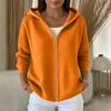 Women's Color Long Sleeve Hooded Zip Up Cardigan Sweater for Casual Daily Wear