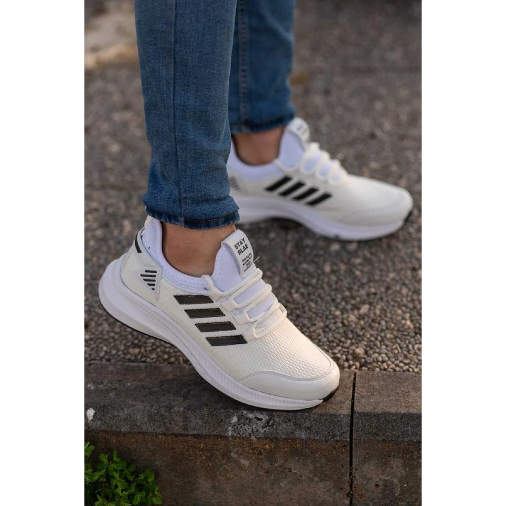 Men's White Rubber 4 Line Orthopedic Casual Sneaker Shoes Wsb0716