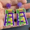 1 Pair Women Hook Earrings Mardi Gras Carnival Alpaca Champagne Bottle Acrylic Earrings Party Accessories