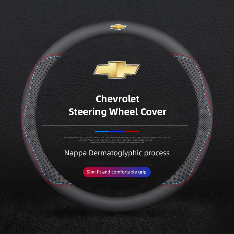 Car Steering Wheel Cover Breathable Anti-Slip Comfort Grip For Chevrolet Corvette Montana TrailBlazer Silverado Camar Keychain