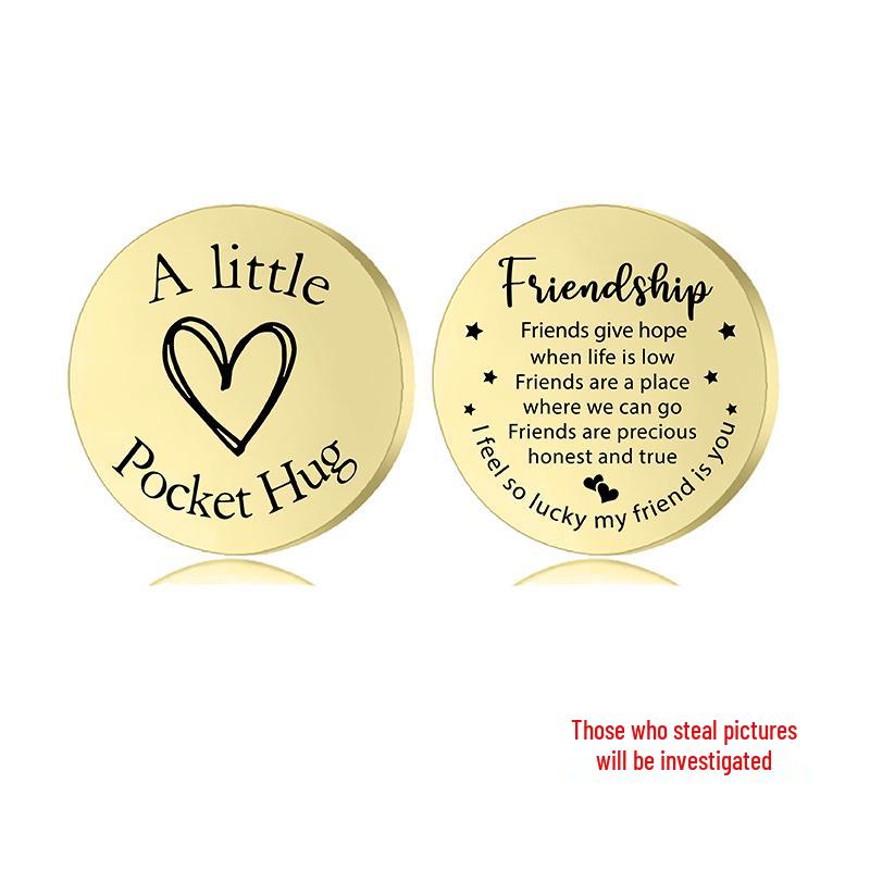 Lucky Charm Motivational Coin: Engravable Stainless Steel Couple & Family Gift Ornament.