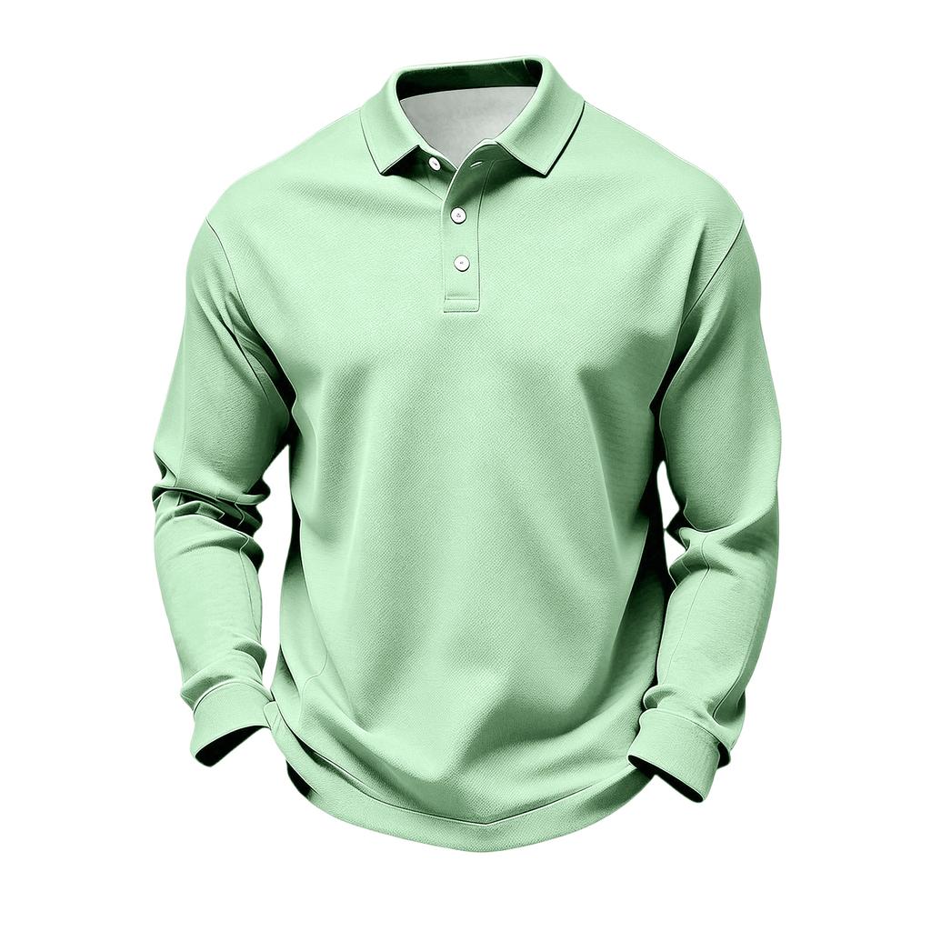 Herren Langarm Golf Poloshirt Schnelltrocknend Atmungsaktives Netzgewebe Lässiges Leichtes Golfshirt mit Knopfkragen Geeignet für Outdoor-Sportarten