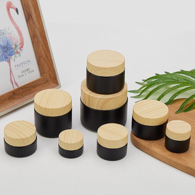 Plastic Lid Empty Jars Black Glass Cream Jar Cosmetic Container 10/30/60G Glass Bottle Make Up Container Travel Cosmetic Jars
