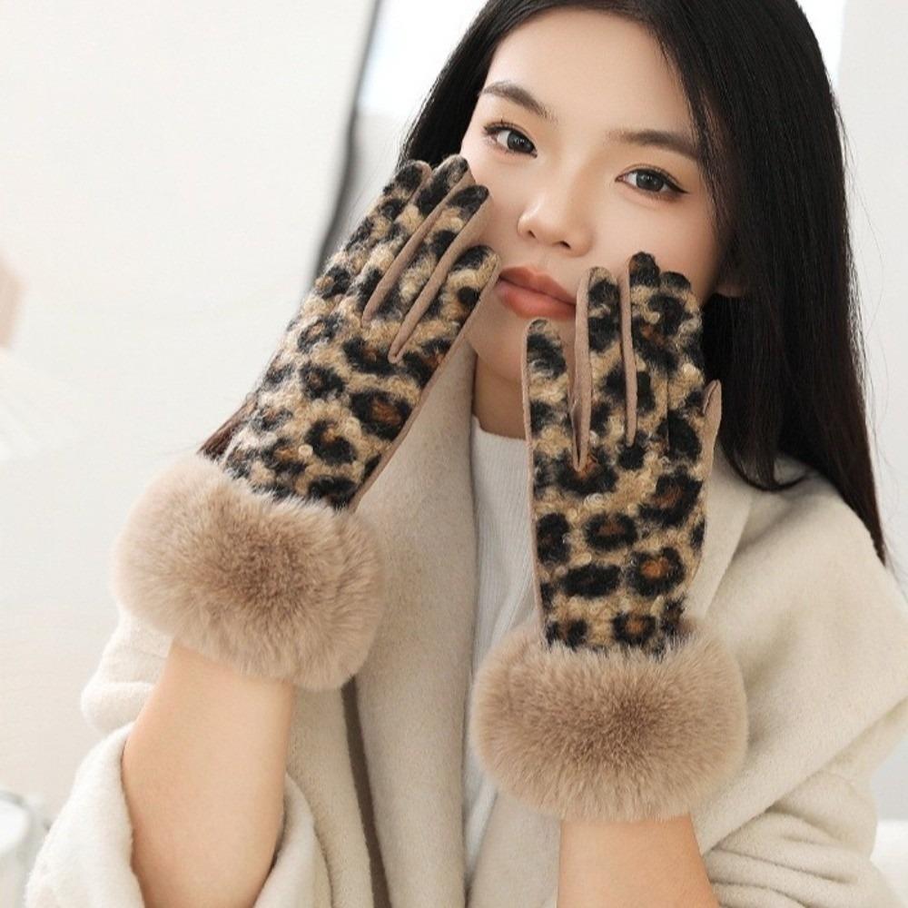 Thick Winter Suede Gloves Windproof Cycling Mittens Elegant Women Gloves  Autumn