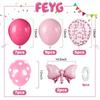 31Pcs 12inch Pink Bow Balloons Set Hot Pink Rose Dots Bow Foil Balloon with Ribbon Birthday Party Balloons