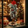 Decorative Vine for Holiday Celebration Christmas Artificial Teardrop Swag, Poinsettia Red Berry Hanging Wall Decor, Evergreen Garland Winter