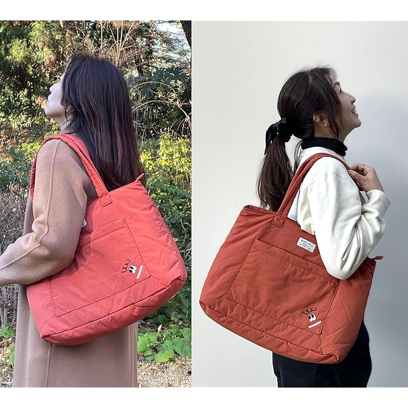 [SMILER] ZIPPA fluffy tote bag shoulder bag tote bag large capacity ladies men's lightweight A4 water repellent bag bag commuting to school business