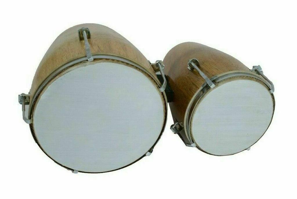 Two-Piece Natural Wood Bango Drum Set | Brown Folk Musical Instrument for Percussion & Classical Music