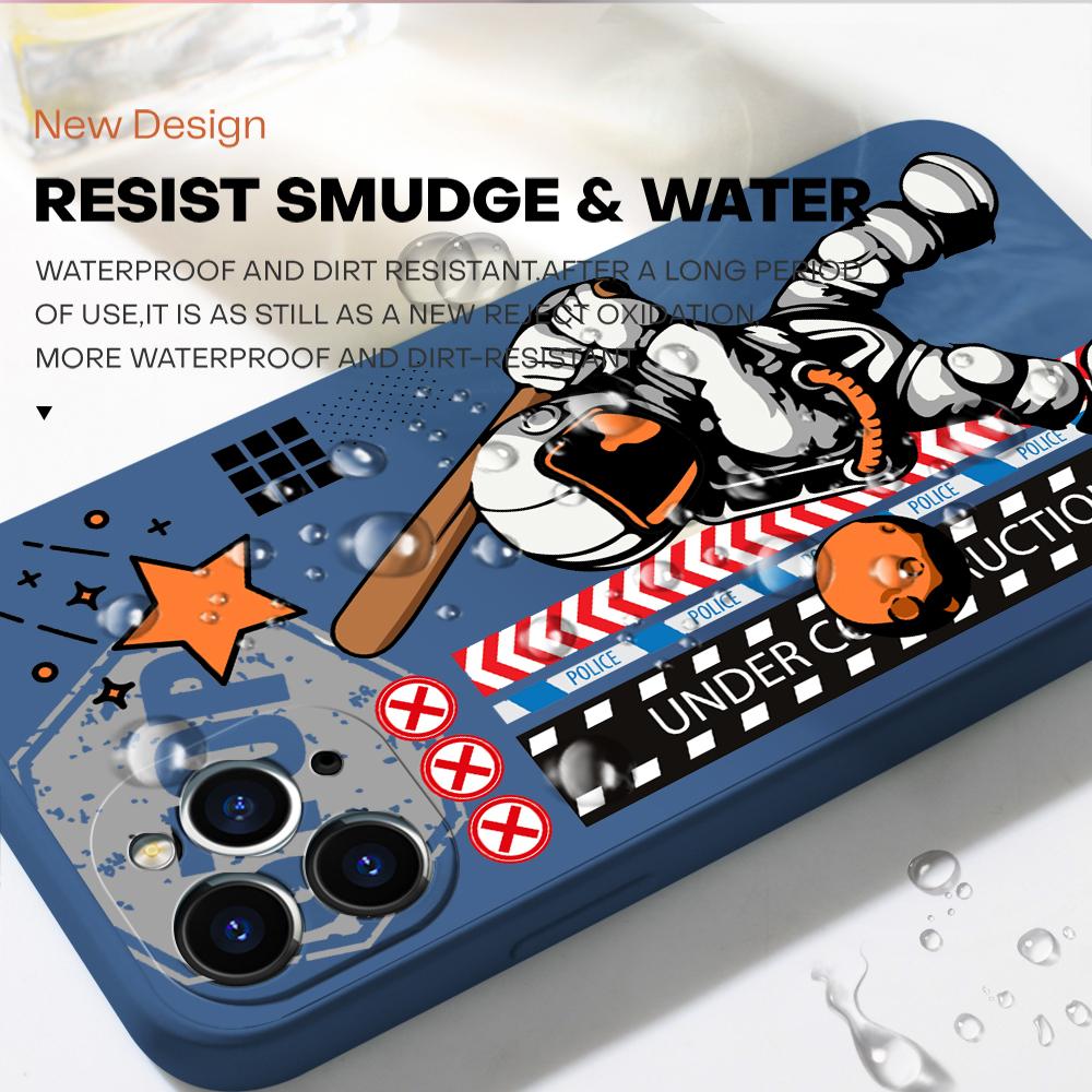 Astronaut Pattern Phone Case for iPhone 15 14 13 12 11 Samsung Galaxy A12 A52 S24 S23 Xiaomi POCO Redmi Soft Square Liquid Silicone Cover Casing