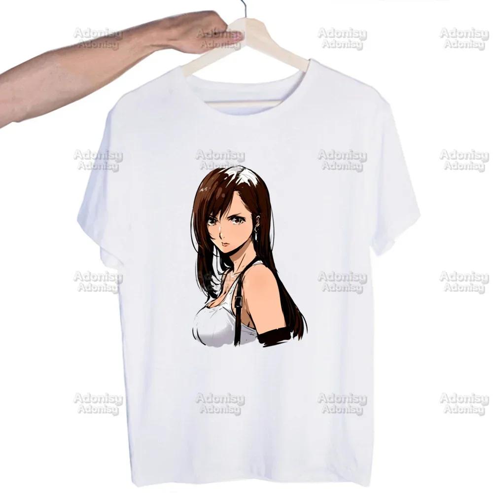 Final Fantasy 7 Fan Art Harajuku Men's Tshirt Printed Unisex Short Sleeve T-shirt Cool Cartoon Casual Male Streetwear Tops