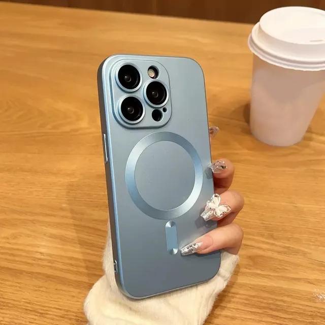 Do etui Magsafe Magnetic Wireless Charging Phone Case do iPhone'a 16 15 14 Plus 13 12 11 Pro Max Miękka silikonowa osłona obiektywu ze szkła