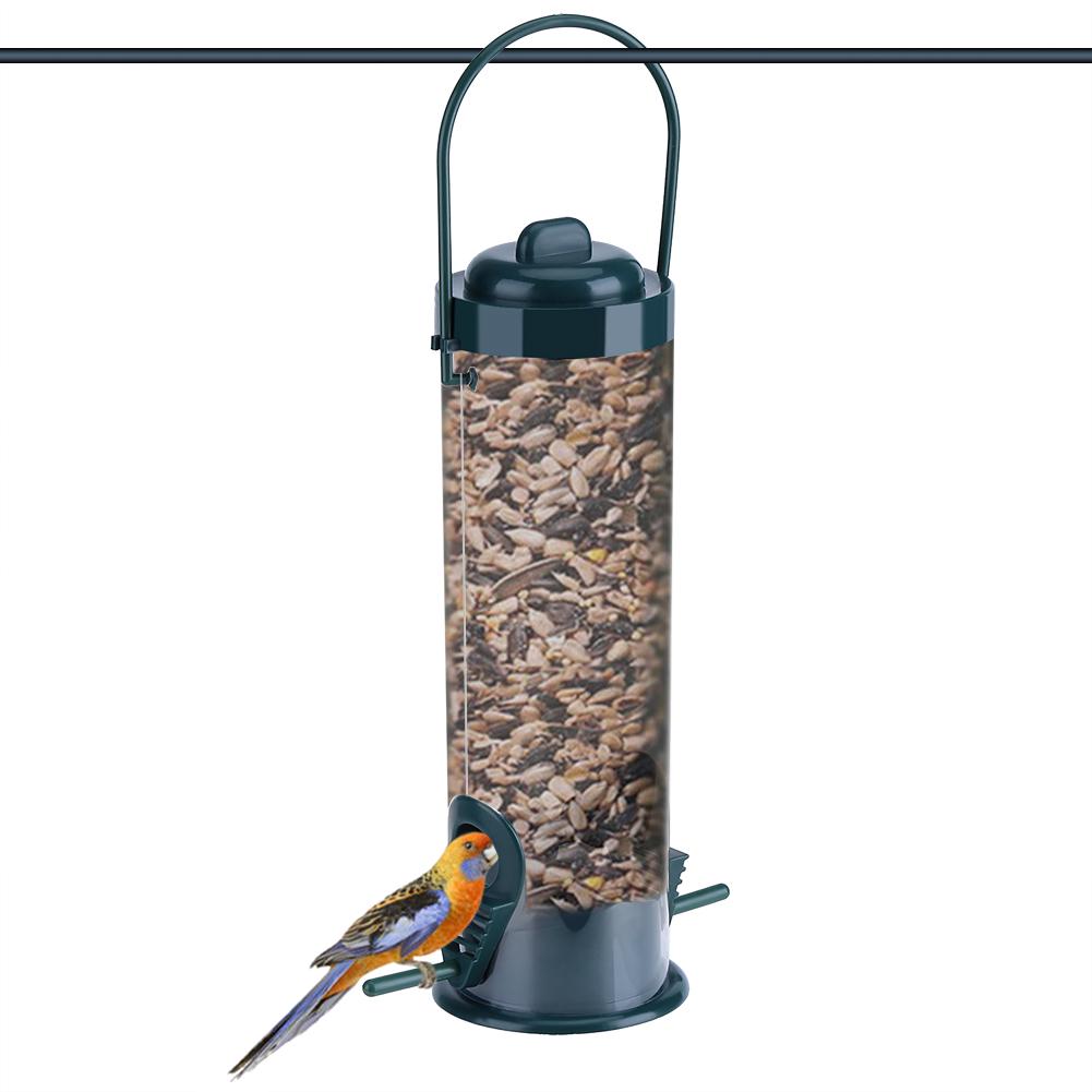 

1 шт., пластиковая прозрачная подвесная кормушка для диких птиц, контейнер для хранения семян