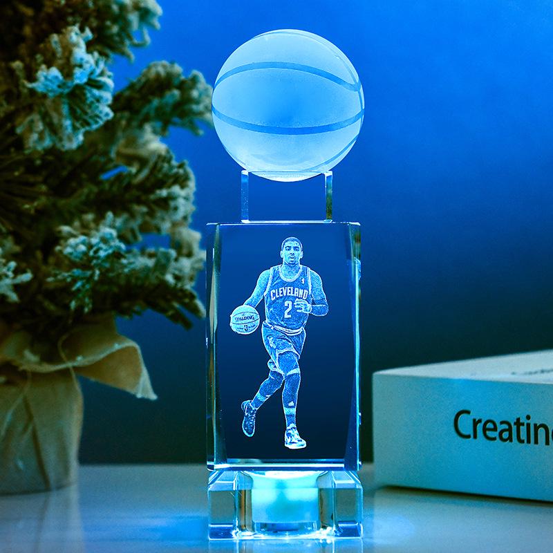Glow-in-the-Dark Kobe Bryant NBA Figurine: Crystal Basketball Gift for Birthday