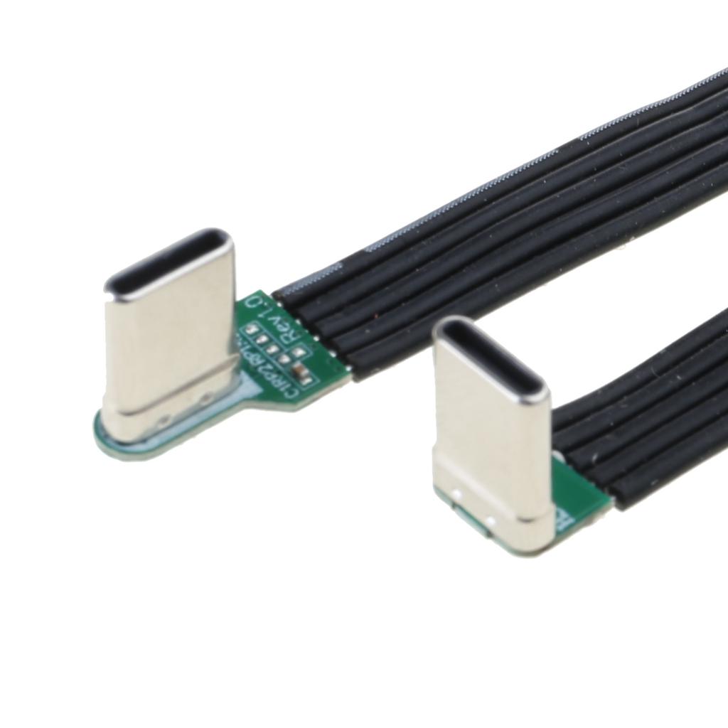 Bendable Type C To Type C Flat Silicone Soft Wire Left and Right Angles 8 Length Optioning for Cameras and Electronics