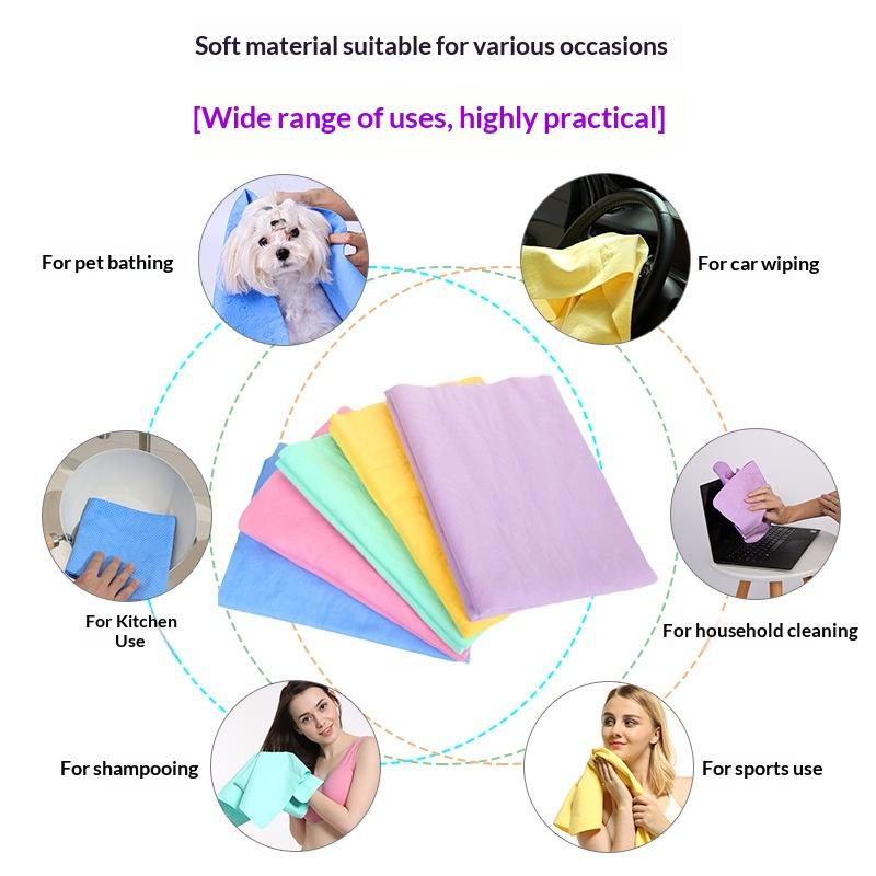 1PC PVA Pet Towel, Ultra Absorbent Microfiber Drying Cloth, Quick Dry & Odor Resistant for Dogs Cats, Reusable Car Towel