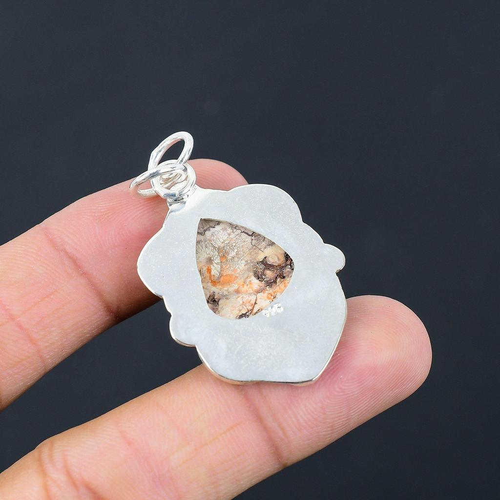 Easter Deal Pear Birds Eye Jasper Gemstone 925 Sterling Silver Pendant Jewelry