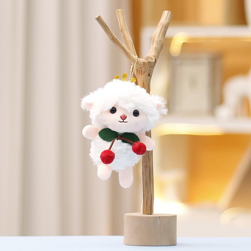 Adorable Plush Toy Cherry Lamb Doll Cute Stuffed Animal Keychain Pendant Bag