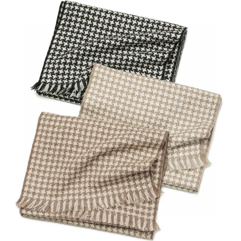 Women's 100% Pure Cashmere Houndstooth Scarf: Versatile, Warm, and Stylish Neck Gaiter