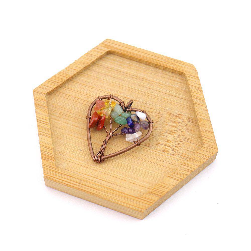 Семицветный Натуральный Хрустальный Древо Жизни Сердце Кулон Ожерелье N743