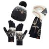 Winter Knitted Women's Jacquard Thickened Imitation Mink Scarf, Hat and Gloves Three-piece Set