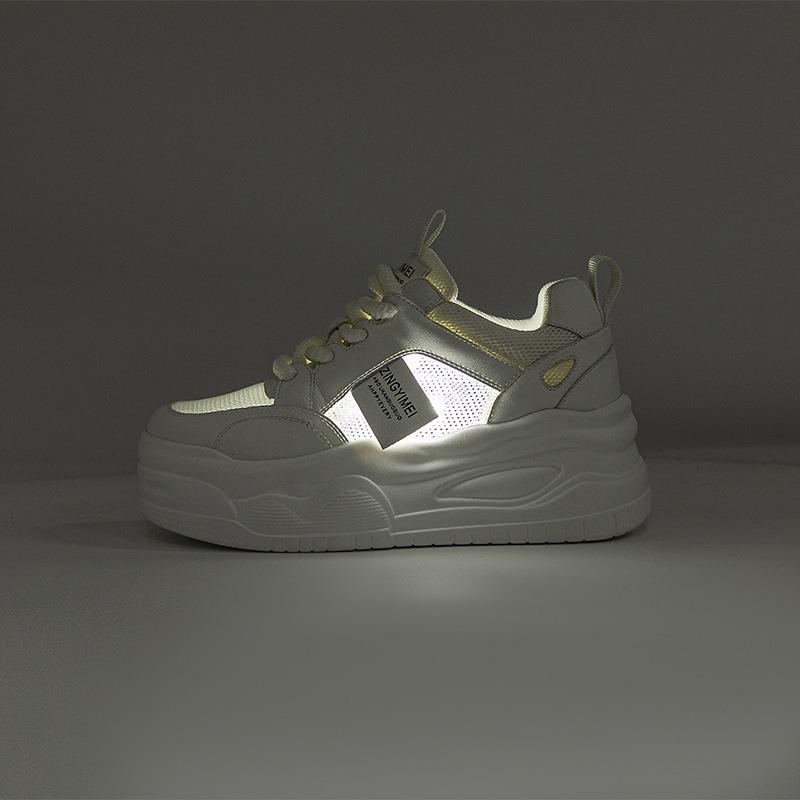 3233 kleine Größe Mesh kleine weiße Schuhe Damen Innenhöhe erhöhen Plateau lässige Damenschuhe Farbabstimmung Sport Dad Schuhe Damen