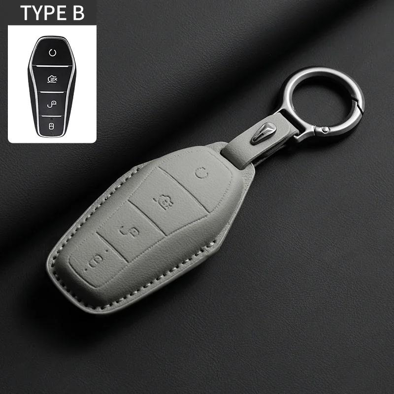 

For Byd Song Plus Atto 3 Han Ev Tang Dm Qin Seal Dolphin Atto 3 Car Key Protection Shell Car Original Color Leather