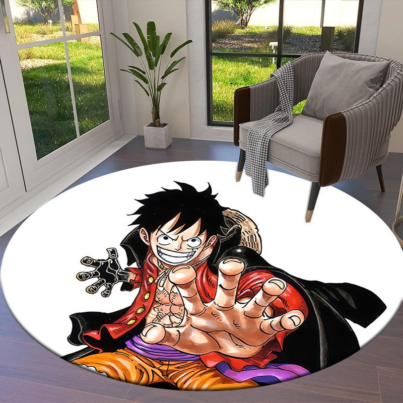 One Piece Monkey D Luffy Round Area Rug Carpet Rug For Living Room Bedroom Sofa Playroom Decor Nonslip Floor Mat