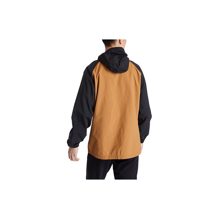 Timberland Logo Printed Casual Color Block Hooded Jacket Men Jackets Black Yellow A2BV4-P56