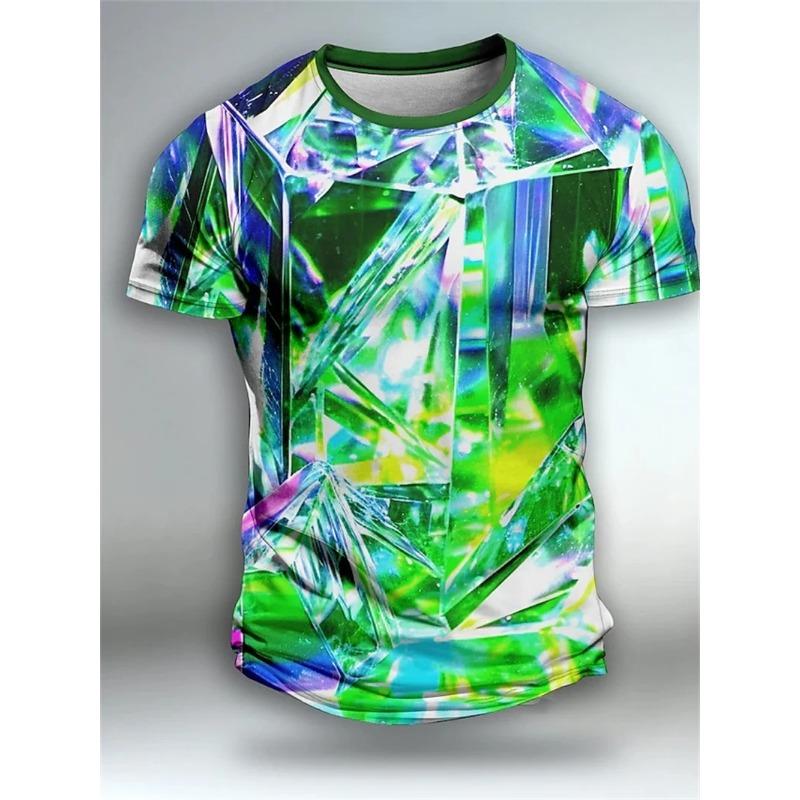 Men's Geometic Optical Illusion T Shirt 3D Print Short Sleeve Crew Neck T Shirt for Men Sport Tshirts