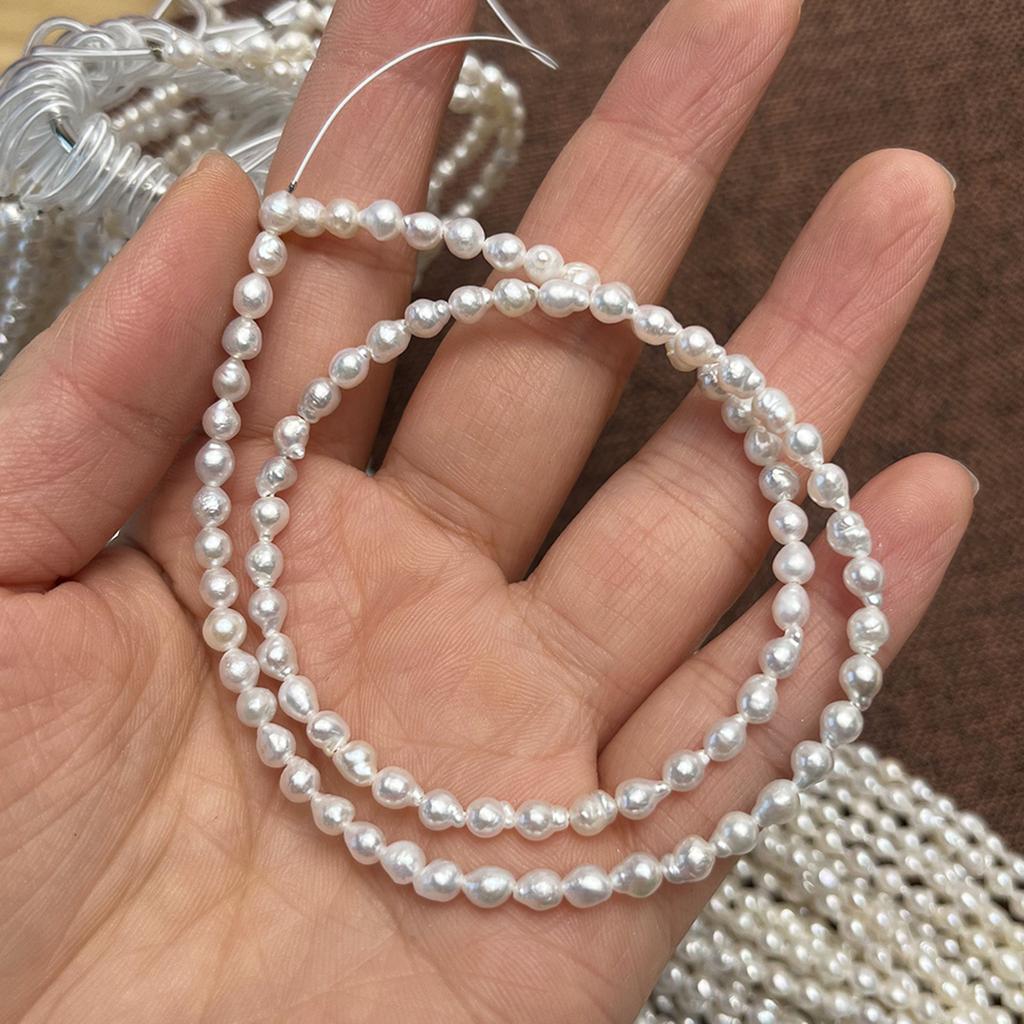 1String, Natural Shell Mother of Pearl Beads, Boho Handcrafted Tail-Shaped Rice Beads, 3-4mm, for Jewelry Making Necklace Bracelet Accessories 36cm