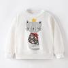 Sweatshirt Autumn and Winter New Style Foreign Trade Children's Clothing Stylish Little Girl Round Neck Milky White Long-Sleeved Children's Clothing