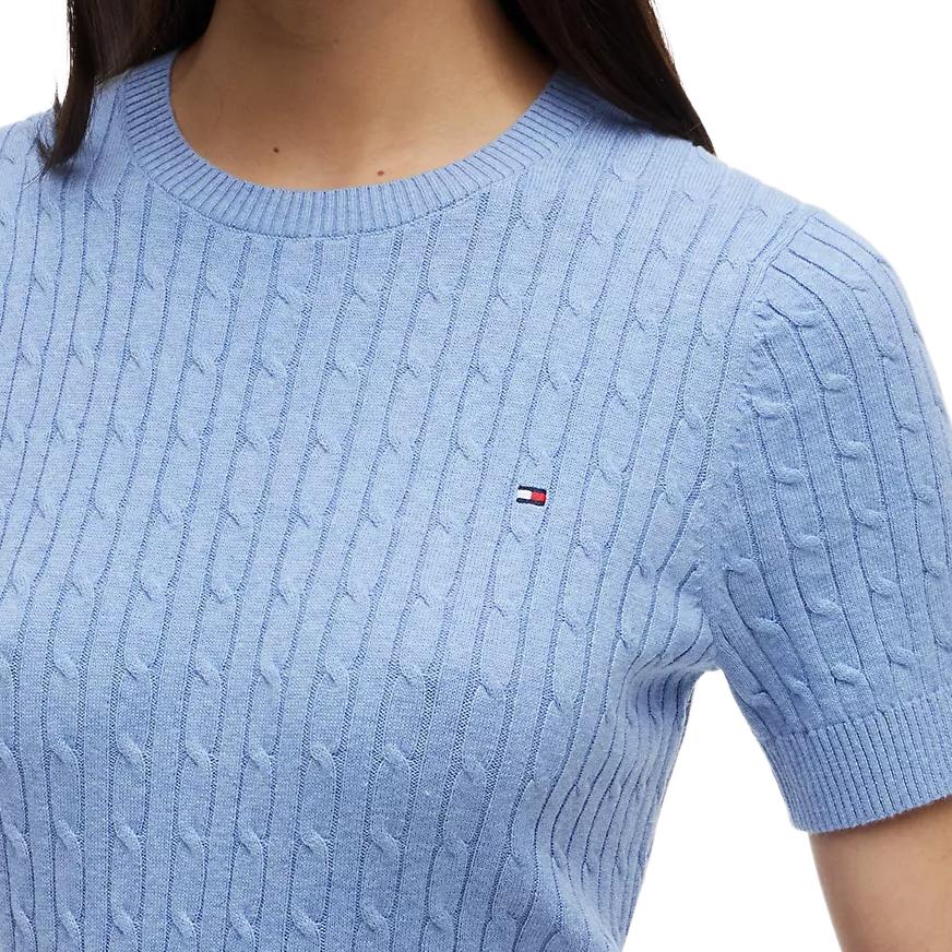 Tommy Hilfiger Soft Simple Cable Knit Short Sleeve Sweater Women sweater XW07177-D1A