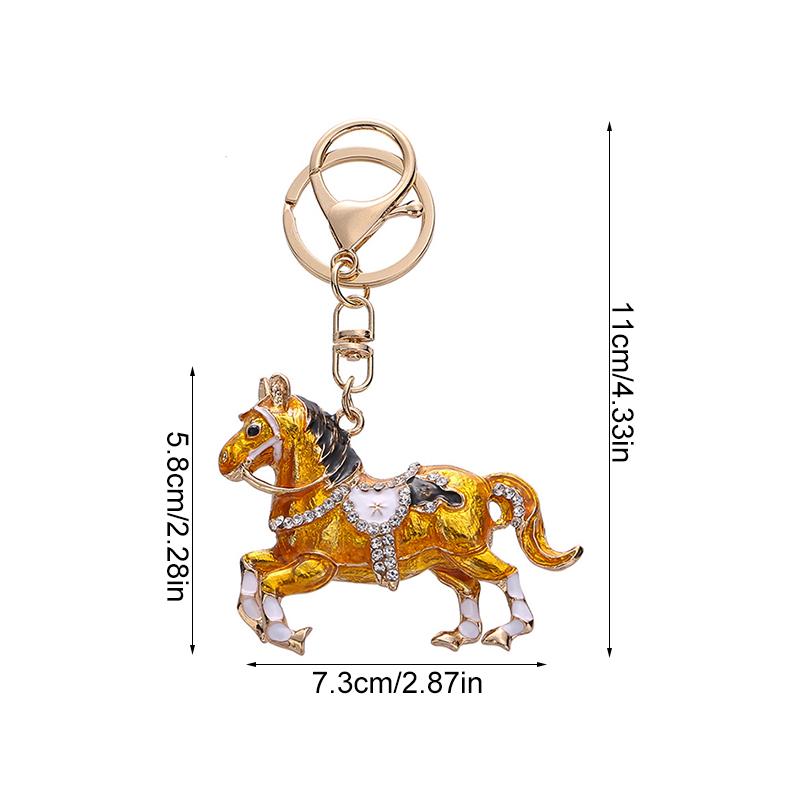 1PC Cute Souvenirs Brightly Convenient Zinc Alloy Backpacks Horse Keychain Practicality Rhinestone Gift Decorative Handbags