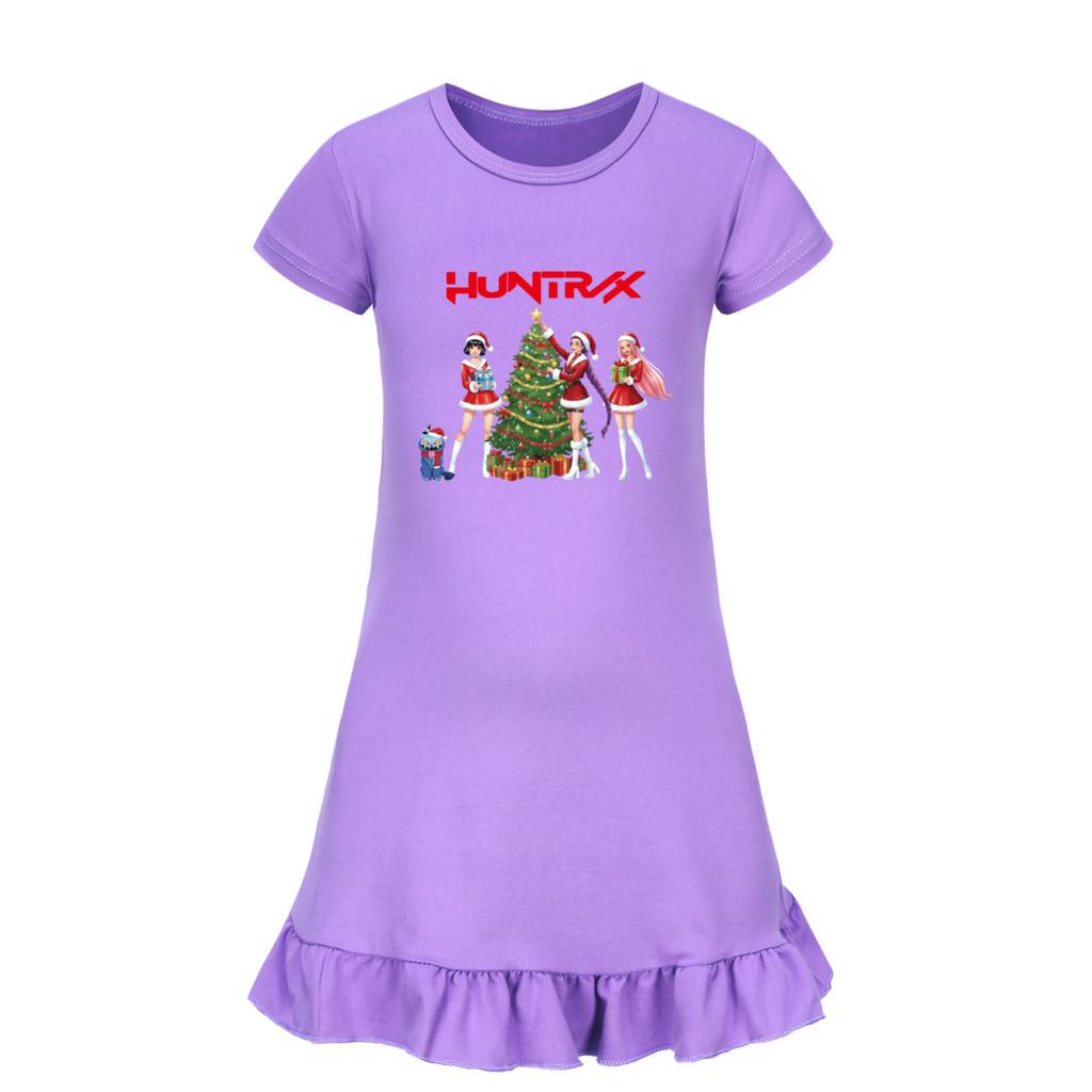 5085 Kids Girls Christmas New Year Mira Zoey Rumi Printed Ruffle Short Sleeves Casual Dress