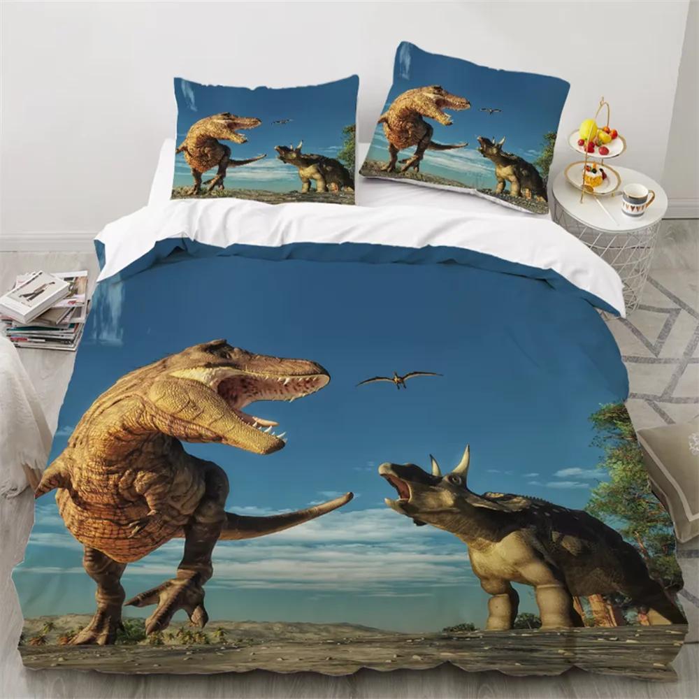 3D Dinosaur Printed Duvet Cover King Twin Queen Double Size Kit UltraFine Fiber Pillowcase New  Bedspread